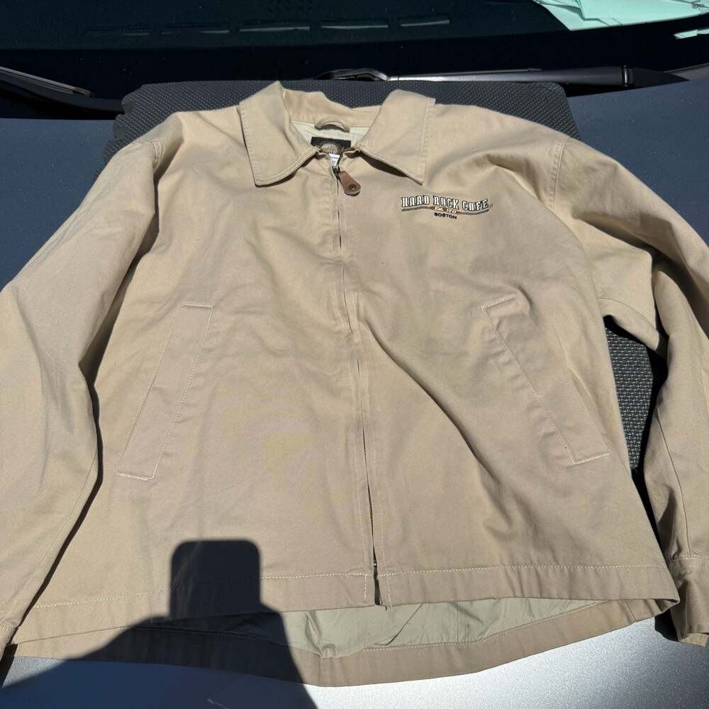 Vintage Hard Rock Cafe Boston Khaki Canvas Harrington Workwear Jacket
